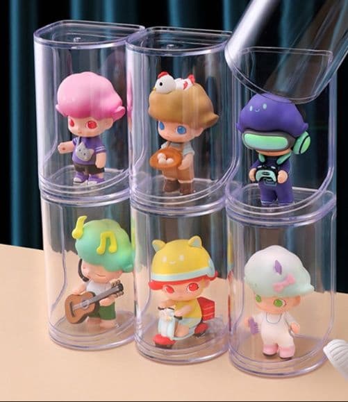 フィギュアケース 小型 透明ミニフィギュアケース 円筒収納ボックス