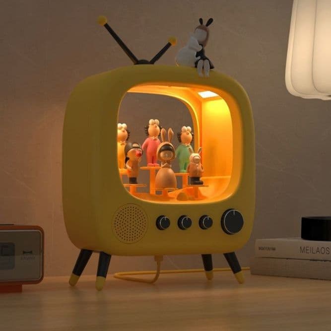 フィギュアケース 小型 レトロテレビ型コレクションケース 間接照明