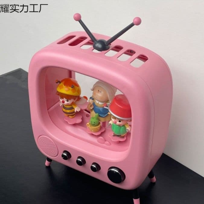 フィギュアケース 小型 レトロテレビ型コレクションケース 間接照明