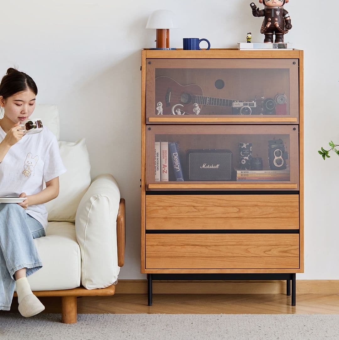 フィギュアケース 大型 コレクション多目的ガラス扉収納キャビネット