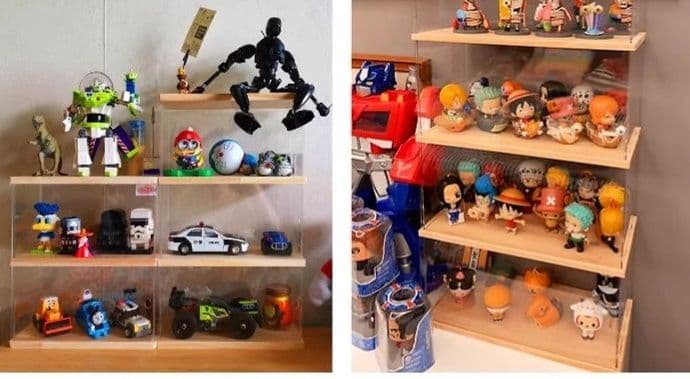 フィギュアケース 大型 多段重ね木製コレクション展示棚
