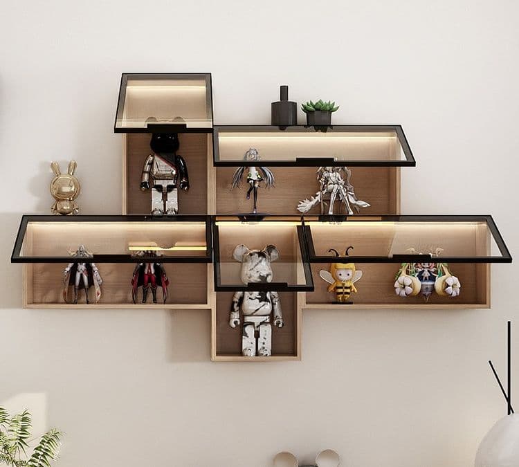 フィギュアケース 大型 壁掛け式 木製フィギュアコレクションケース