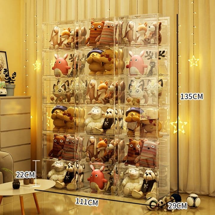 フィギュアケース 大型 透明二段積み重ね磁石開閉コレクションケース