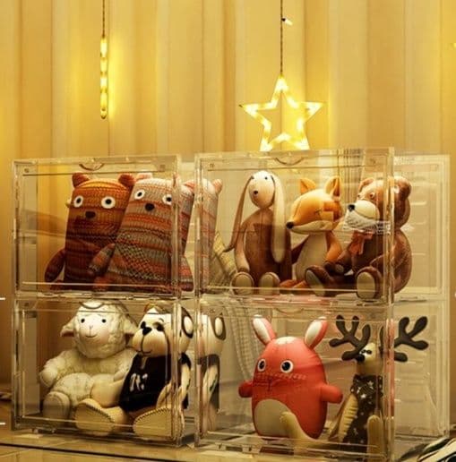 フィギュアケース 大型 透明二段積み重ね磁石開閉コレクションケース