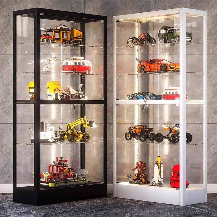 フィギュアケース 高級双連ガラス大型フィギュアケース