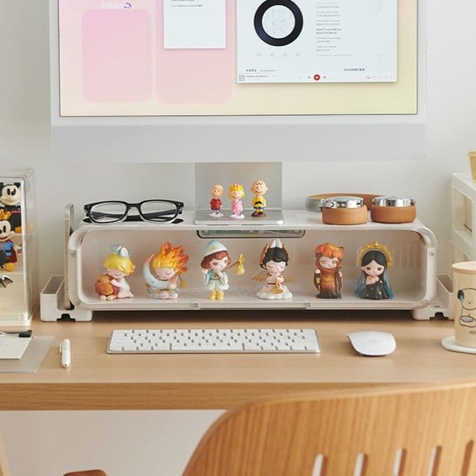 フィギュアケース 卓上収納機能付き透明 小型