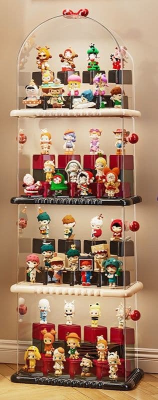 小型フィギュアケース リボン付き透明アーチ型段階式フィギュア収納棚