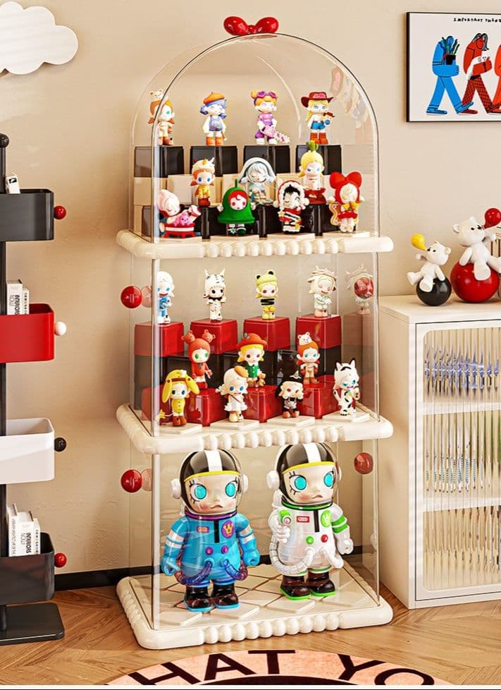 小型フィギュアケース リボン付き透明アーチ型段階式フィギュア収納棚