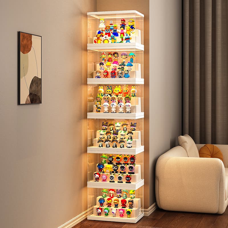 フィギュアケース 六段積み照明付きコレクションケース
