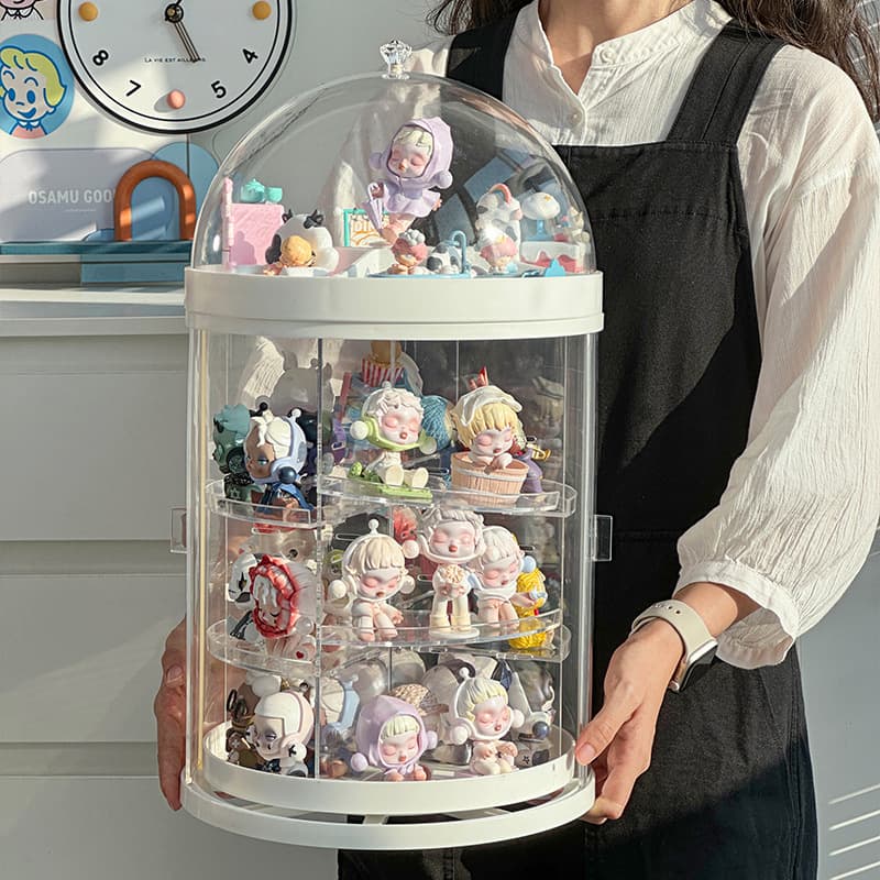 フィギュアケース 回転式四段透明円形フィギュア収納ケース　小型