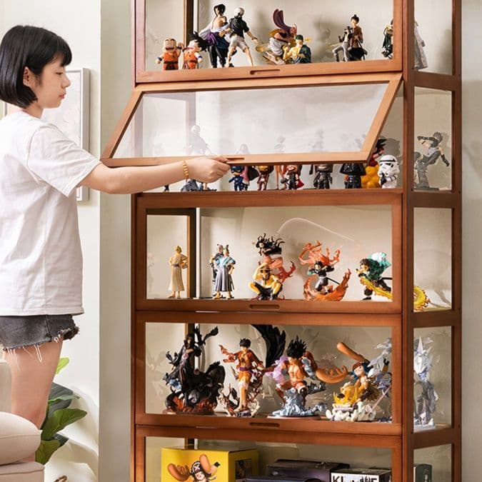 フィギュアケース 大型 高級木製コレクションケース組立式