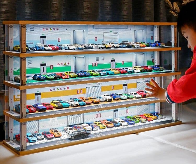 フィギュアケース 大型 フィギュアケース ミニカーコレクション大型収納ケース ガレージ風