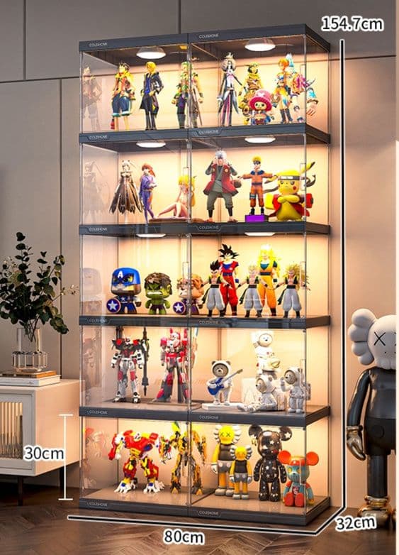 フィギュアケース 大型 フィギュアケース 上質コレクション陳列棚 遠隔操作照明付き