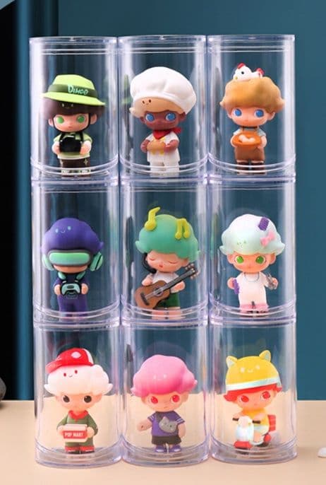 フィギュアケース 小型 透明ミニフィギュアケース 円筒収納ボックス