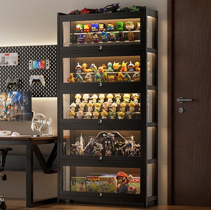 フィギュアケース 大型 照明付き高級コレクションケース 鍵付き大型フィギュアディスプレイ