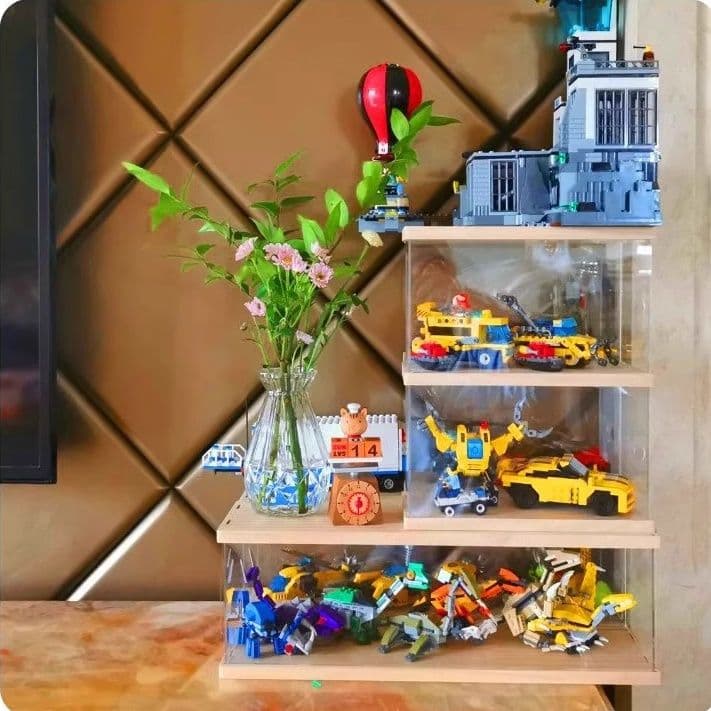 フィギュアケース 大型 多段重ね木製コレクション展示棚