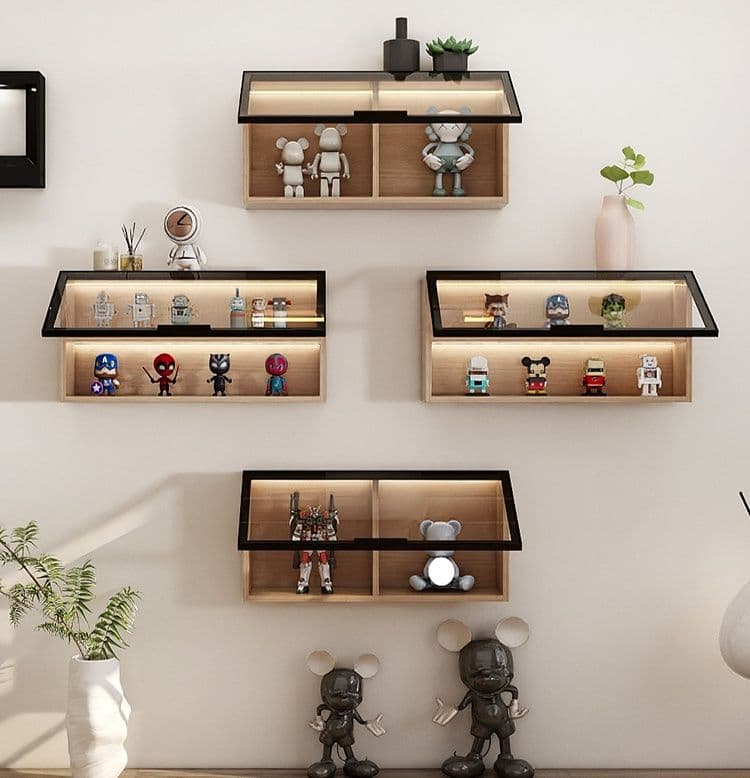 フィギュアケース 大型 壁掛け式 木製フィギュアコレクションケース