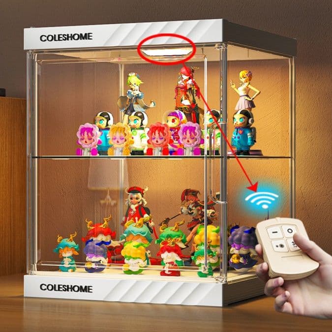 フィギュアケース 大型 高級透明リモコン付き展示ケース