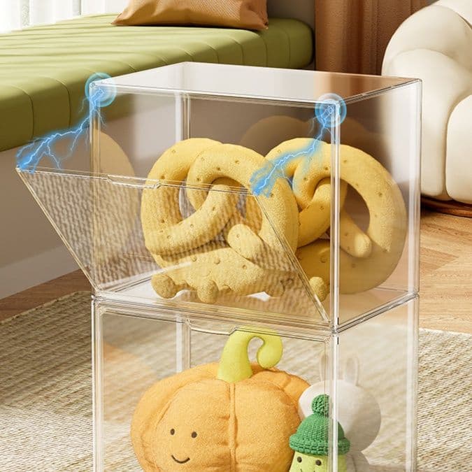 フィギュアケース 大型 透明積み重ね式ぬいぐるみ収納ケース