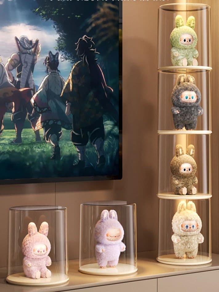 フィギュアケース 大型 透明円筒型回転式フィギュアケース
