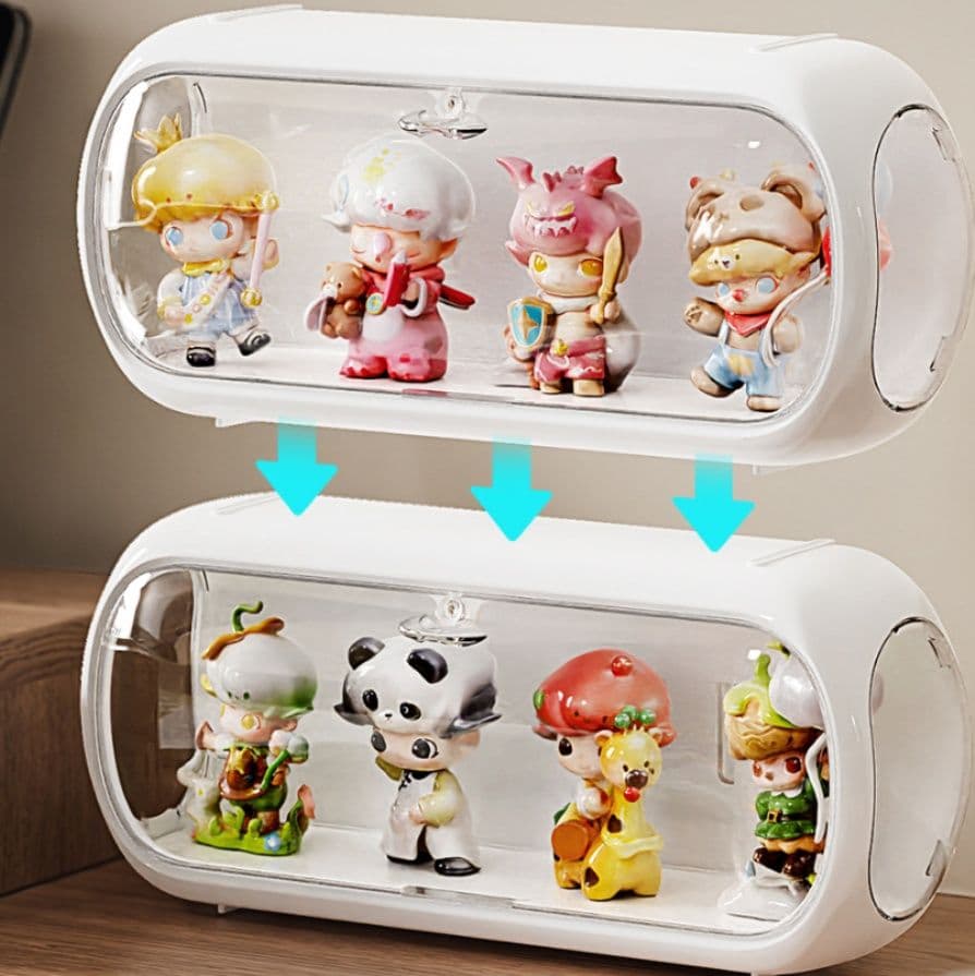 フィギュアケース 円筒形透明展示収納ボックス