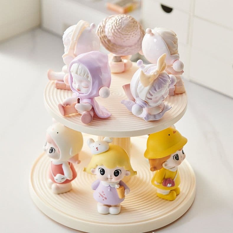 フィギュアケース 円筒形回転式二段展示 小型
