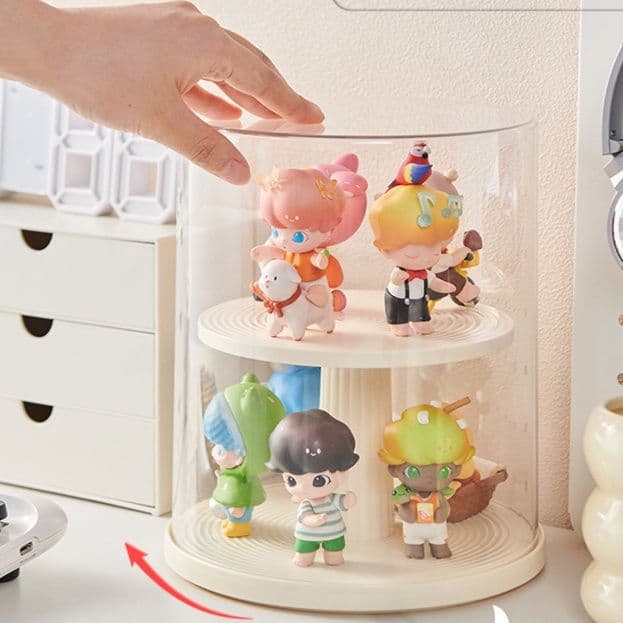 フィギュアケース 円筒形回転式二段展示 小型