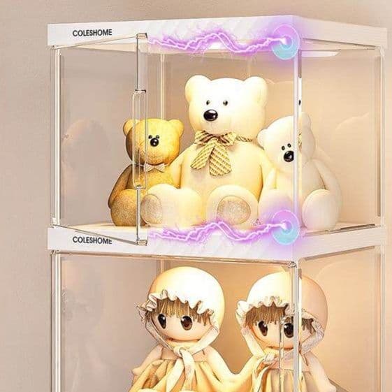 フィギュアケース 大型五段重ね透明展示収納棚照明付き