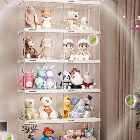 フィギュアケース 大型五段重ね透明展示収納棚照明付き