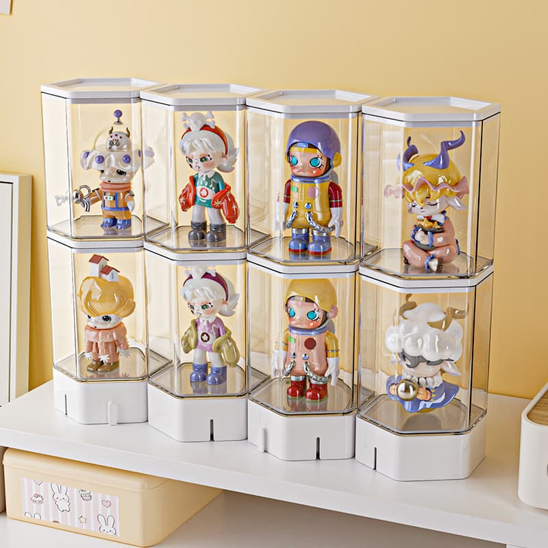 フィギュアケース 八角形透明小型積み重ね式コレクション展示収納箱