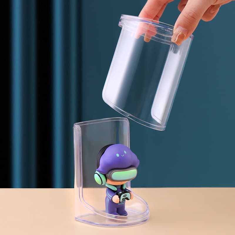 フィギュアケース 小型 透明ミニフィギュアケース 円筒収納ボックス