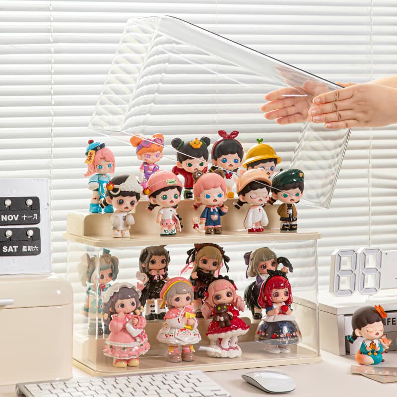 フィギュアケース 小型 積み重ね可能フィギュアケース 透明二段式