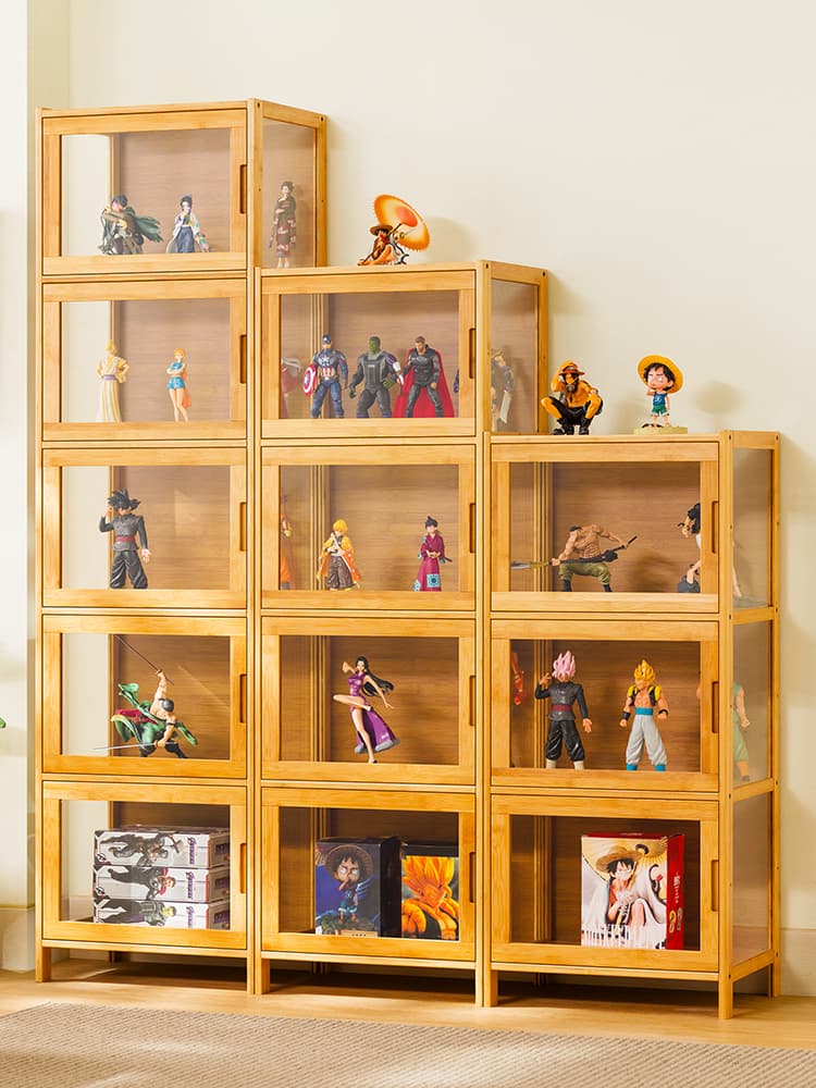 フィギュアケース 大型 積み重ね可能な木製コレクションケース
